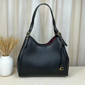 Coach Bella Medium Leather Shoulder Bag In Black